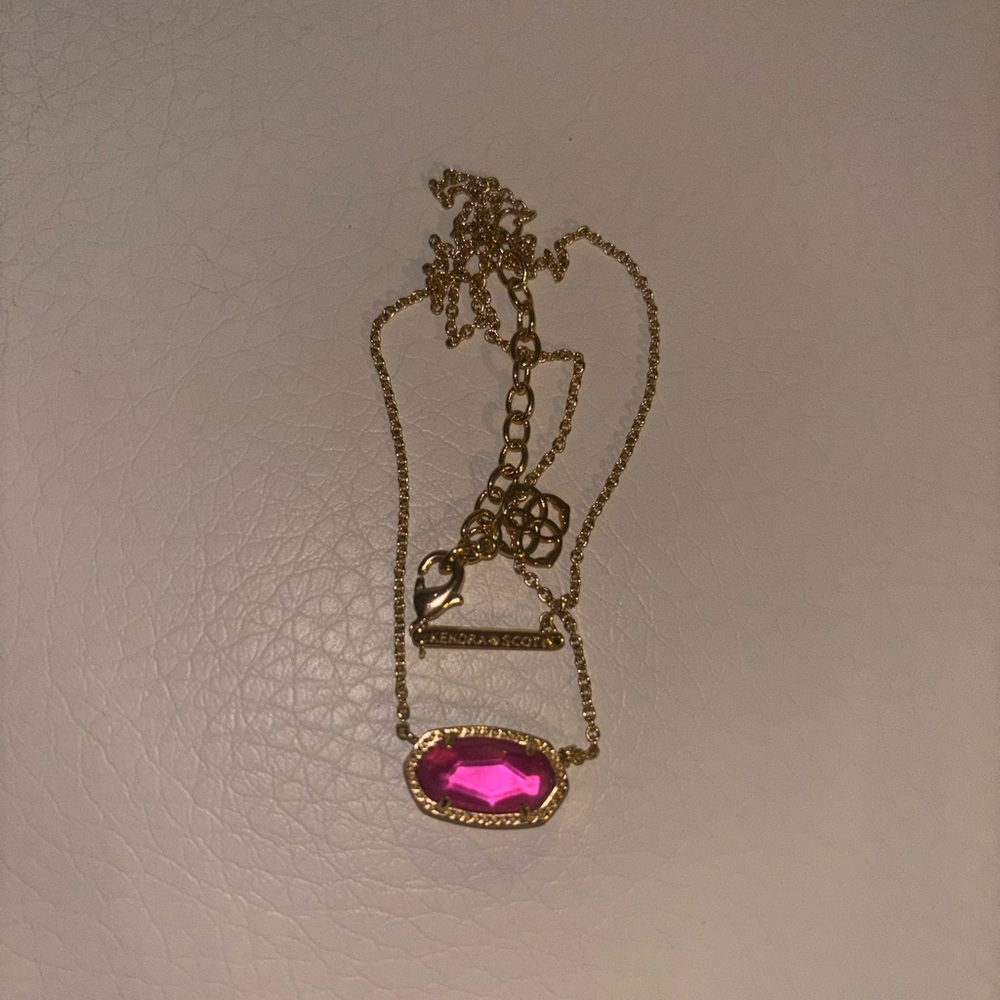 Kendra Scott Gold Necklace with Hot Pink Pendant
